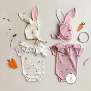 Little Rabbit Onesie with Cheery Prints – 原厰韓版