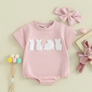 Pink Rabbit Prints Onesie (Easter)- 原厰韓版
