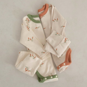 Baby Soft Onesie Set with Carrot Prints (Korea)