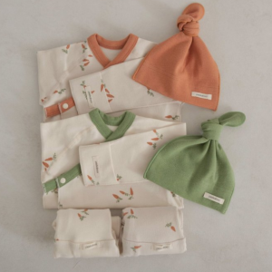 Newborn Soft Onesie Set – Carrot Pattern (Korea)